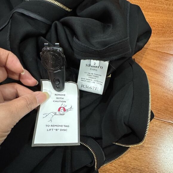 NWT Sandro Paris Roucoule Exposed Zipper Flutter Sleeve Dress size 2 - Picture 8 of 15